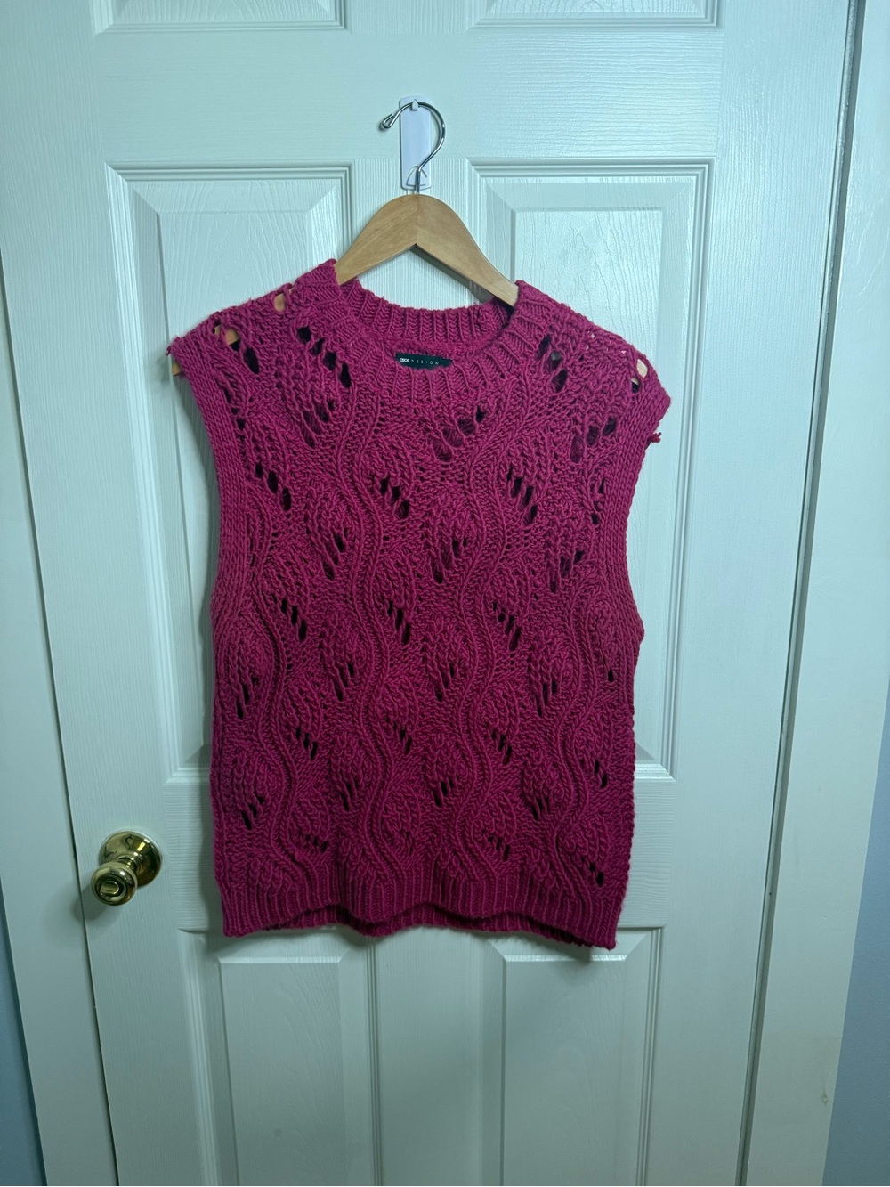 ASOS Sleeveless Open-Knit Sweater Vest - Pink